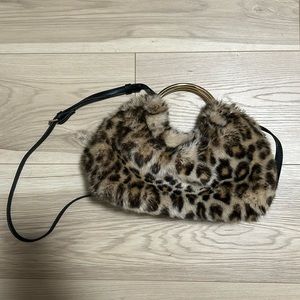 A New Day fuzzy leopard print purse
